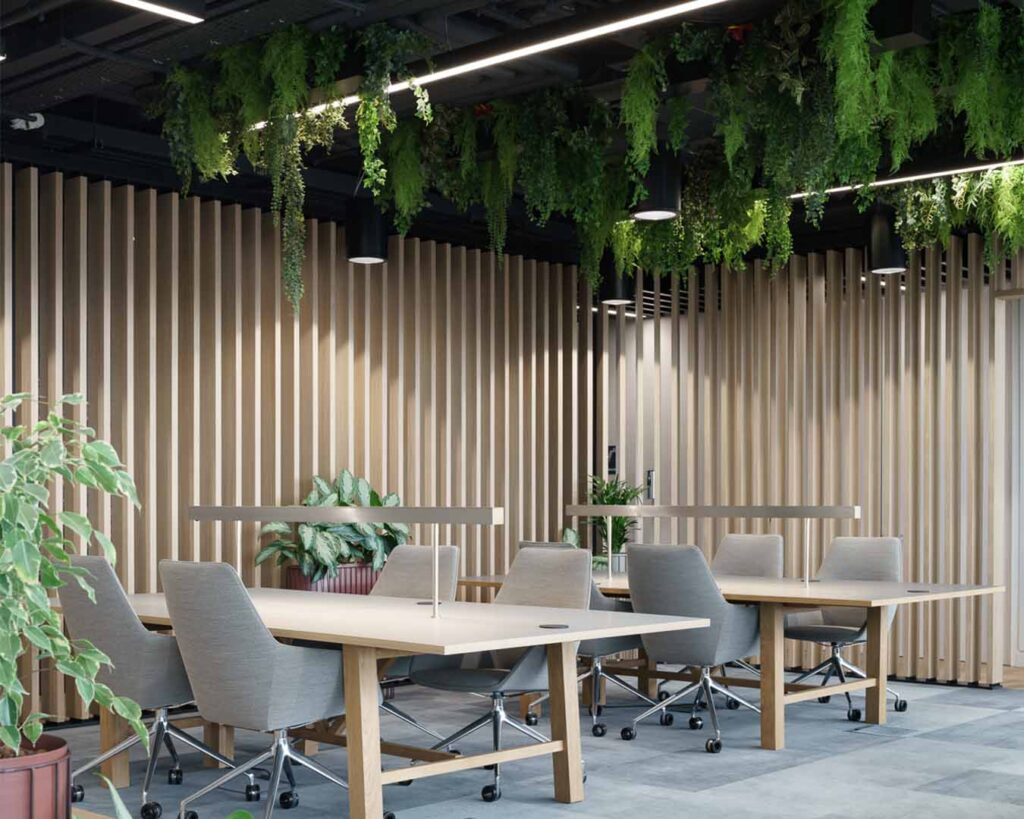 Horizon Therapeutics Earth Office interior Landscaping Hanging ceiling planting and pot planting
